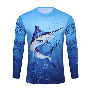 Custom UPF50 Men's 100% Polyester Quick Dry Fishing Wear Blank Fishing Apparel UV Protection Moisture Wicking Fishing Shirts thumbnail-2