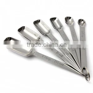 Manufacturer High Quality Stainless Steel Square Head Measuring Spoons Set of 6 Coffee Measuring Spoon Set thumbnail-3
