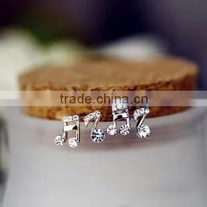 Music Earrings Music Note Post Earring Rhinestone Music Earrings thumbnail-1