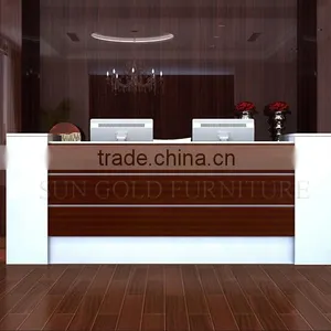 Modern Wood Half Round Glass Top Reception Desk (SZ-RT007) thumbnail-4