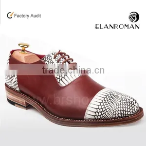 Snake Skin Embossed Leather Male Shoes Lace up Dress Formal Male Shoes thumbnail-1
