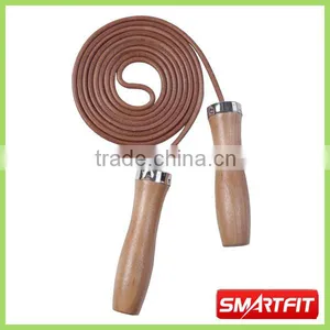 Leather Jump Rope With Wooden Handle thumbnail-1