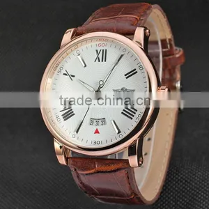2016 Brand WINNER Simple Self-winding Automatic Mechanical Watch Men Wristwatch Luury Leather Strap With Calendar thumbnail-3