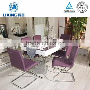 Kitchen Furniture Tempered Glass Table Top MDF Drawer Dining Table thumbnail-1