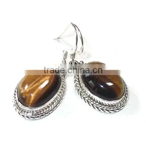 Tiger EYE Earrings 925 Silver Jewelry Wholesale Semi Precious Stone Earrings Drop Earrings Fashion Earrings thumbnail-1