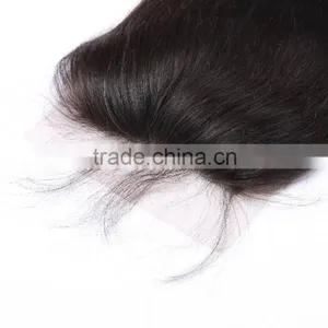 Malaysian Lace Closure Malaysian Virgin Hair Closure 4''X4" Virgin Human Hair Hand Tied Three Part Natural Black thumbnail-6