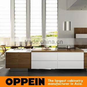 New Design Modern White and Wood Grain All-Island Whole Kitchen Cabinet Set thumbnail-1