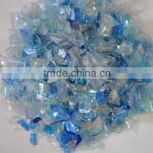 PET Bottle Flakes Post Production Waste / Scrap Light Blu Clean thumbnail-1