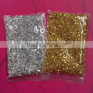 Electroplate Gold & Silver Acrylic Half Round Pearl Nail Art Rhinestone Decoration thumbnail-1