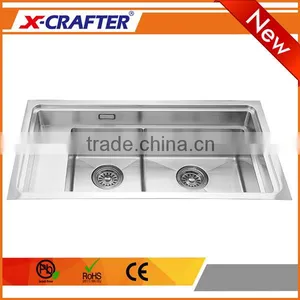 R10 Without Faucet Rectangular SUS 304 Double Bowl Kitchen Sink thumbnail-1