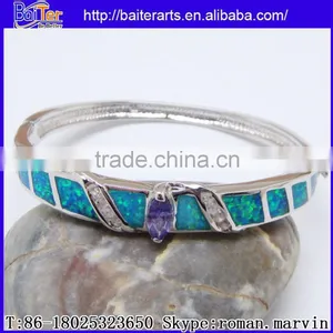 Wholesale Fashion Women's Synethic Blue Fire Opal Bangle thumbnail-1