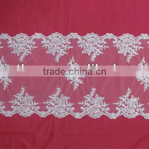 Bridal Square Beaded Corded White Long Runner45" thumbnail-1