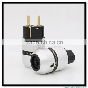 OEM/ODM Viborg Audio Aluminum Gold Plated Schuko Power Plug Connector+IEC Female Plug thumbnail-6