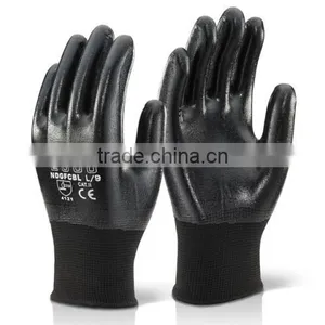 Black Slim Liquid / Waterproof Nitrile Fully Coated Polyester Safety Work Gloves thumbnail-1