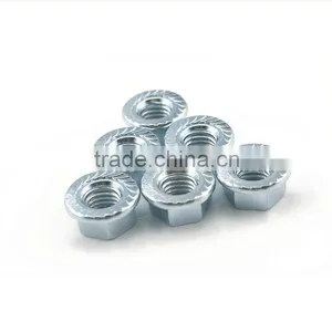 Carbon Steel Hexagon Nuts With Flange Blue White Zinc thumbnail-1