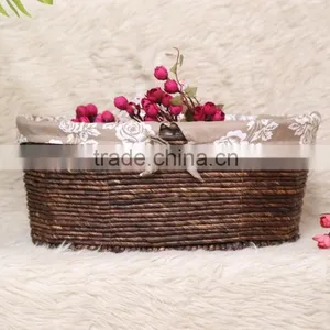 Handmade Maize Basket Flat Knitting Corn Rope Rattan Storage Basket Set of 3 thumbnail-2