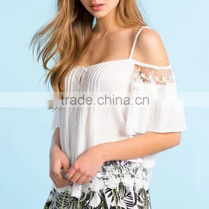 New Design Drop Neck Lace Shirt Ladies Top Selling Products 2015 Summer Style Made In China thumbnail-5