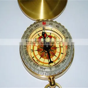 Classic Brass Pocket Watch Style Compasses Aluminum Alloy Compass for Camping Hiking thumbnail-2