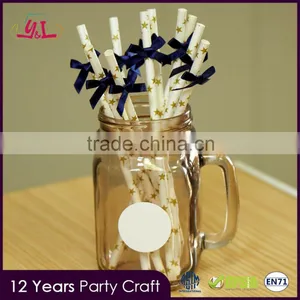White & Gold Twinkle Little Star Paper Party Drinking Straw Quality Choice thumbnail-1