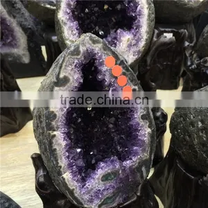 Natural Rock Amethyst Geode Brazilian Crystal Ornaments Wholesale thumbnail-4