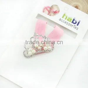 New European Kids Infant Newborn Baby Girl Hair Band With Pearl Crown, Bridal Veil Tiara Pearl Glitter Rhinestone Crown thumbnail-4