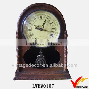 Alarm Shabby Retro Table or Wall Antique Wood Clock thumbnail-1