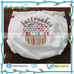 Embroidery Pattern White Washable Baby Waterproof Cloth Diaper thumbnail-1