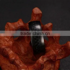 R-127 8mm Genuine Titanium Men's Ring Carbon Fiber Rings/ Carbon Fiber Steel Ring thumbnail-2
