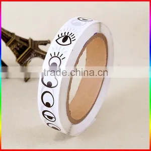 Cartoon Eyes Deisgn Decorative Black Printing Stickers in Roll thumbnail-1