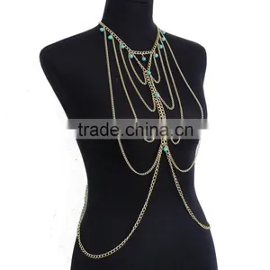 Turquoise Multilayer Tassel Sexy Waist Chain thumbnail-2