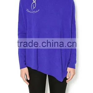 Women's Slant Cut Crew Neck Cashmere Sweater thumbnail-1