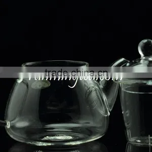 Borosilicate Gourd Shape Glass Tea Pot With Glass Insert Filter, 300ml/pot thumbnail-2