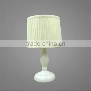 Metal Base And Body In White Powder Coating With Fabric Lampshade Mini Table Lamp Bedside Table Lamp thumbnail-1