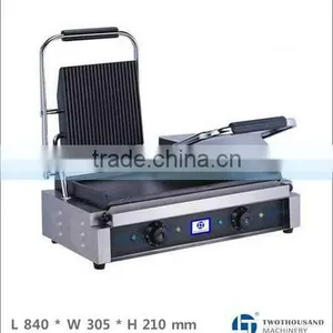 Electric Contact Grill - CE, Two Heads, Grooved Top and Flat Bottom, TT-WE174B thumbnail-1