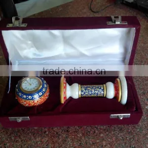 Indian Marble Piller Watch Clock Handicraft Gift Decor Handmade Jaipur Rajasthan Christmas Gift thumbnail-5