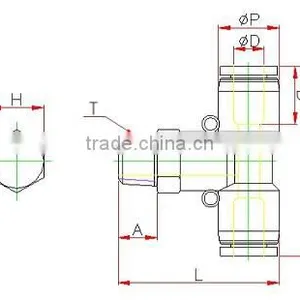 Plastic Tube Fitting, Male Branch Tee ,compact One -touch Tube Fitting , thumbnail-2
