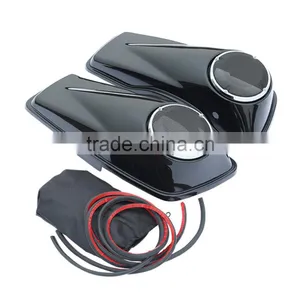 Black 6 1/2" Speaker Saddlebag Lids For Touring Road Street Glide 2014-17 thumbnail-1