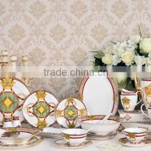 New Design 69pcs Ceramic Dinner Ware Bone China Dinnerware Set thumbnail-1
