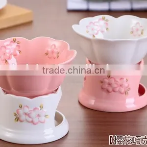 CY160 Chocolate Fountain High Temperature Resistant Ceramic Chocolate Waterfall Mini Fondue Fountain Pink Bakeware Gift Set thumbnail-3