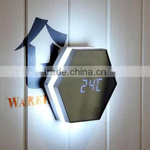 Multifunction Mirroring Alarm Clock With Led Digital Thermometer Cosmetic Mirror Night-lighting Alarm Clock thumbnail-4