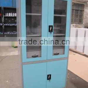 Steel Swing Doors Glass Cupboard Storage Bookshelf thumbnail-2
