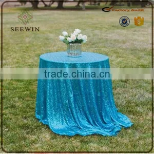 Elegant Wedding 100% Polyester Champagne Round Table Cloth Sequin Wedding Table Cloth Sequintable Cloth Dubai thumbnail-1