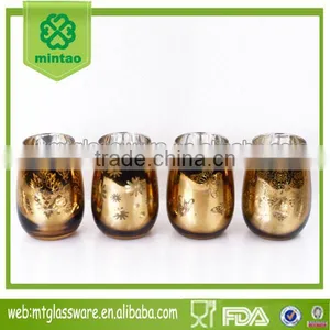 New Design Electroplating Golden Color Glass Tumbler Stemless Wine Glass thumbnail-1