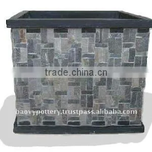Light Concrete With Stone Planter thumbnail-1