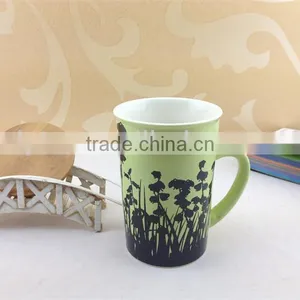 Green Color Glazed Ceramic Mug Cup With Wood Lid thumbnail-1