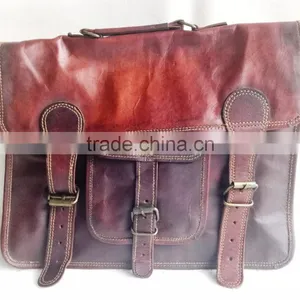 Stylish Handmade Vintage Pure Goat Leather Office Briefcase thumbnail-1