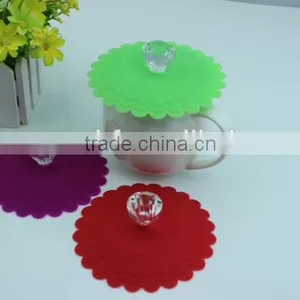 2014 Brand New Colorful FDA LFGB Flower Silicone Glass Lid thumbnail-1