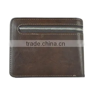 2015 Most Popular Zipper Coin Pocket Mens Leather Wallet thumbnail-2