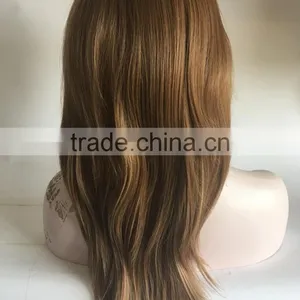 Top Beauty Stock Color Brown Blonde Mix Long Straight Cosplay Women Halve Wig Natural Straight Wigs thumbnail-2