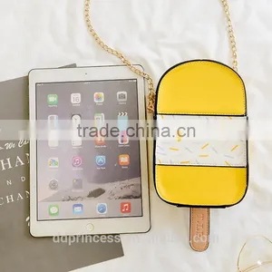 Bag 2017 Girls Shoulder Long Strip Bag Yellow Ice Cream Designer Bag thumbnail-4